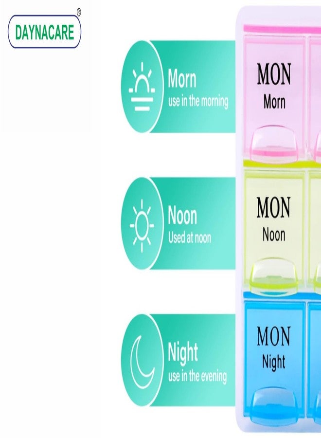 DAYNACARE Weekly Pill Organizer - 21-Day Pill Planner, 7 Days X 3 Times a Day Medication Reminder Box for Pills, Vitamins & Medication | Travel-Friendly Plastic Pill Box - Image 5